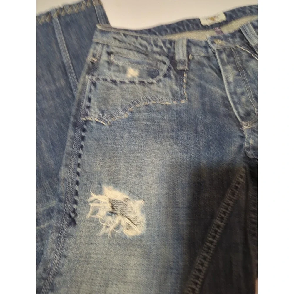 Antik Denim Jeans Mens 33 Medium Wash Distressed Y2K Streetwear Wide leg